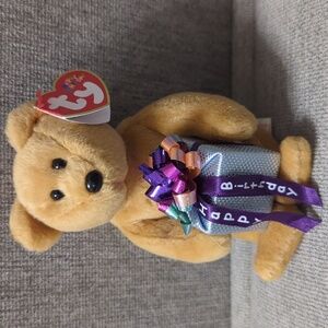 Mini Ty Beanie Baby Birthday Bear